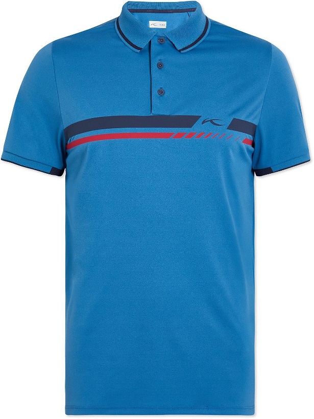 Photo: Kjus Golf - Logo-Print Jersey Golf Polo Shirt - Blue