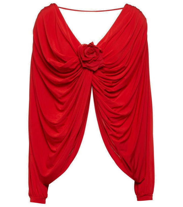 Photo: Giuseppe di Morabito Floral-appliqué draped jersey top