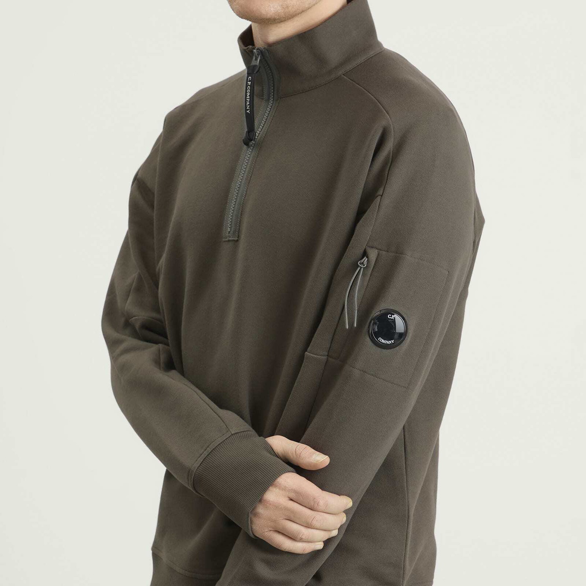 C.P. Company Men's Diagonal Raised Fleece Half Zip Lens Sweatshirt