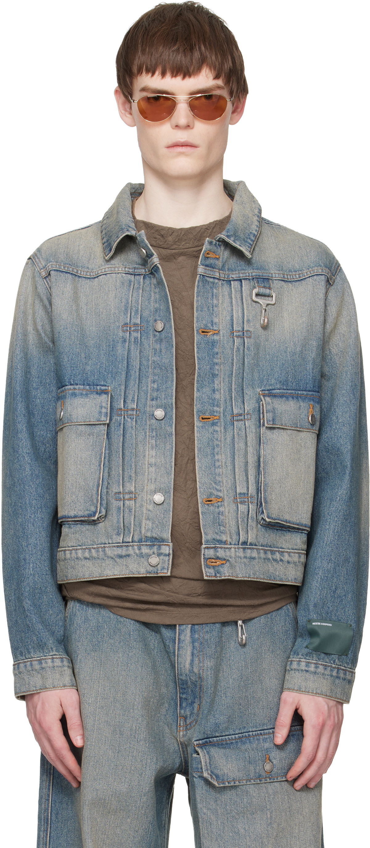 Reese Cooper Blue Washed Trucker Denim Jacket