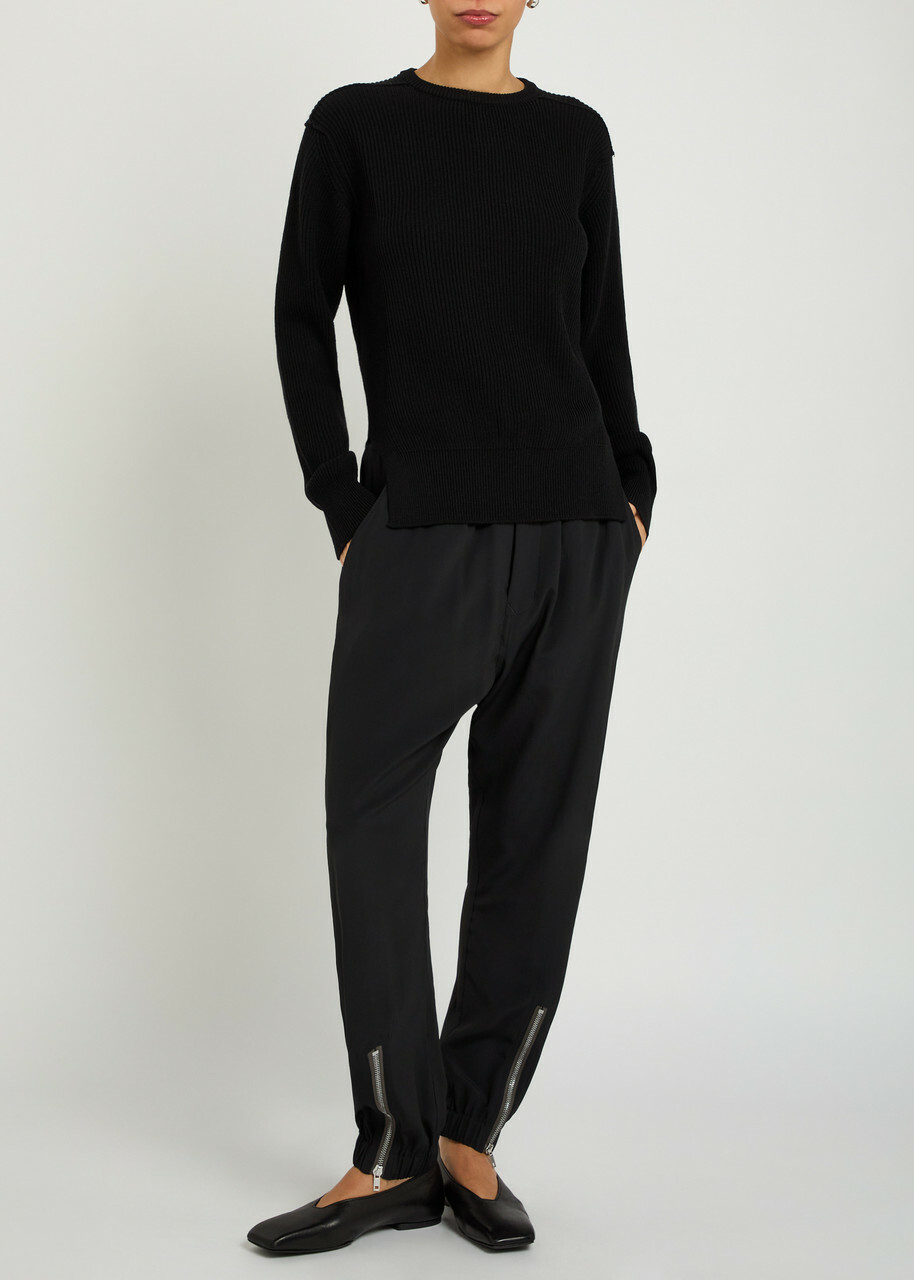 Rick Owens Fisherman Ribbed Wool Jumper Black