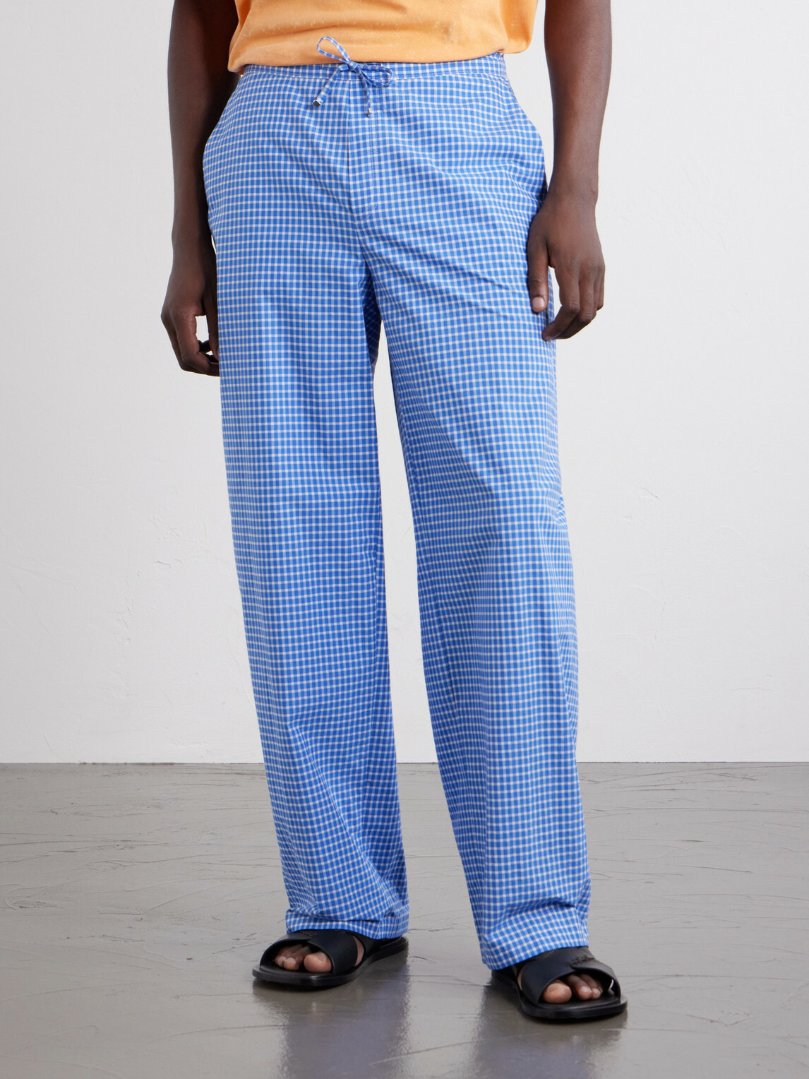 LOEWE - Paula's Ibiza Straight-Leg Anagram-Embroidered Checked Cotton-Poplin Trousers - Blue