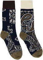 sacai Navy & Khaki Bandana Socks