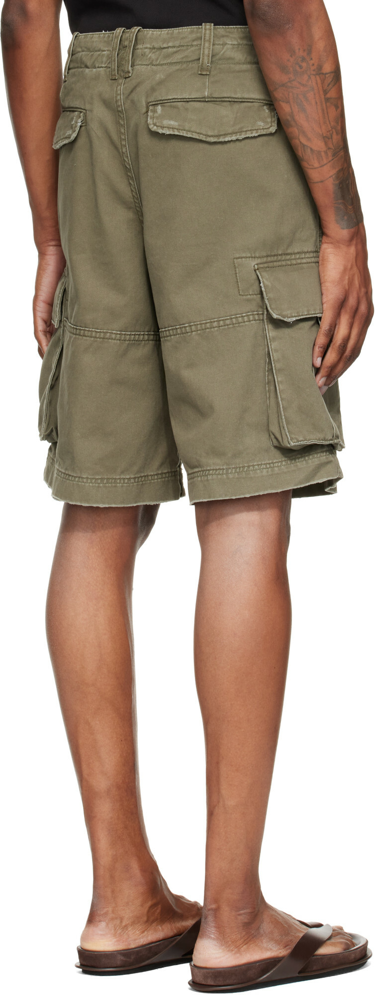 Raimundo Langlois Khaki Double Fly Cargo Shorts