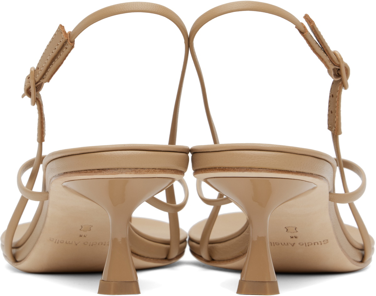 Studio Amelia Beige Wishbone 50 Heeled Sandals