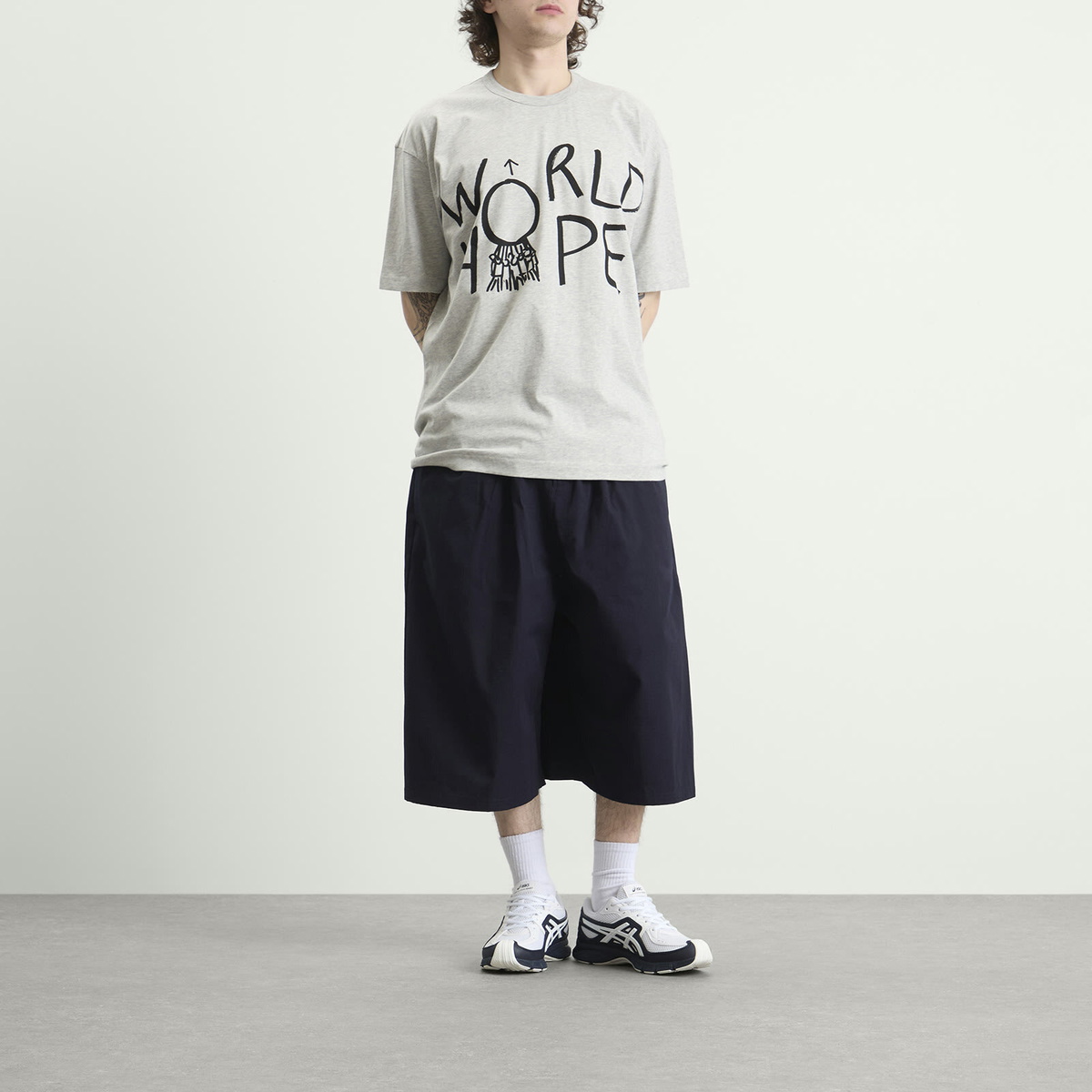 Comme des Garçons SHIRT Men's World Hope T-Shirt in Grey