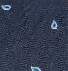 Dunhill - 7cm Paisley-Embroidered Herringbone Linen and Mulberry Silk-Blend Tie - Men - Navy