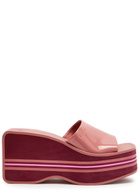 Chloe Swimming Cool 90 Striped Patent Leather Wedge Mules Pink