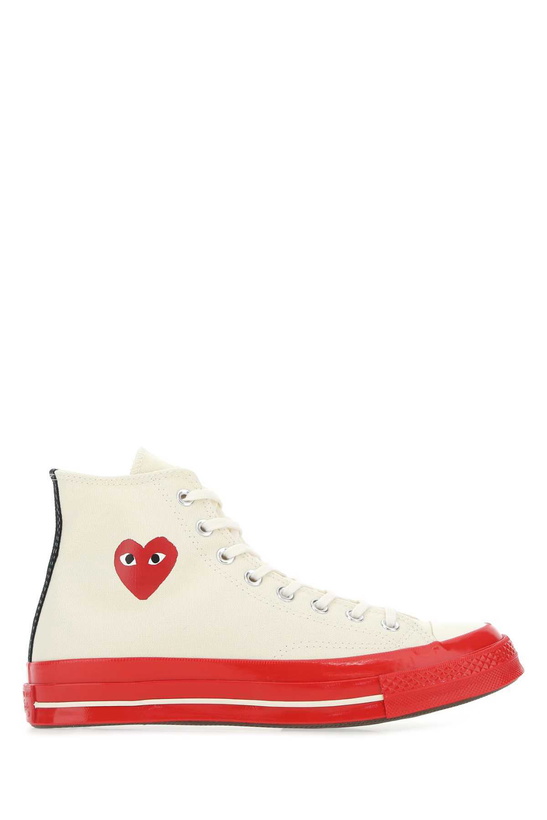 Photo: Comme des Garçons Play Ivory Canvas Comme Des Garã§ons X Converse Sneakers