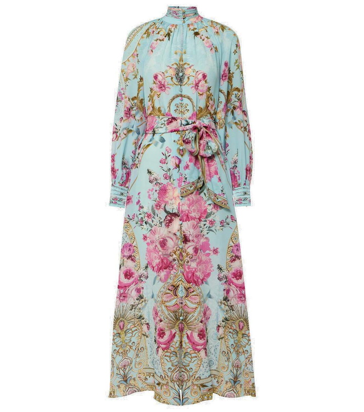 Photo: Camilla Embellished floral silk crêpe midi dress