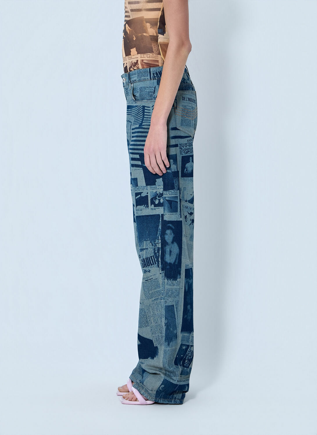 Jean Paul Gaultier Newspaper Print Jeans