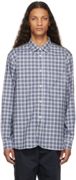 Junya Watanabe Blue Stripe Check Twill Button-Down Shirt