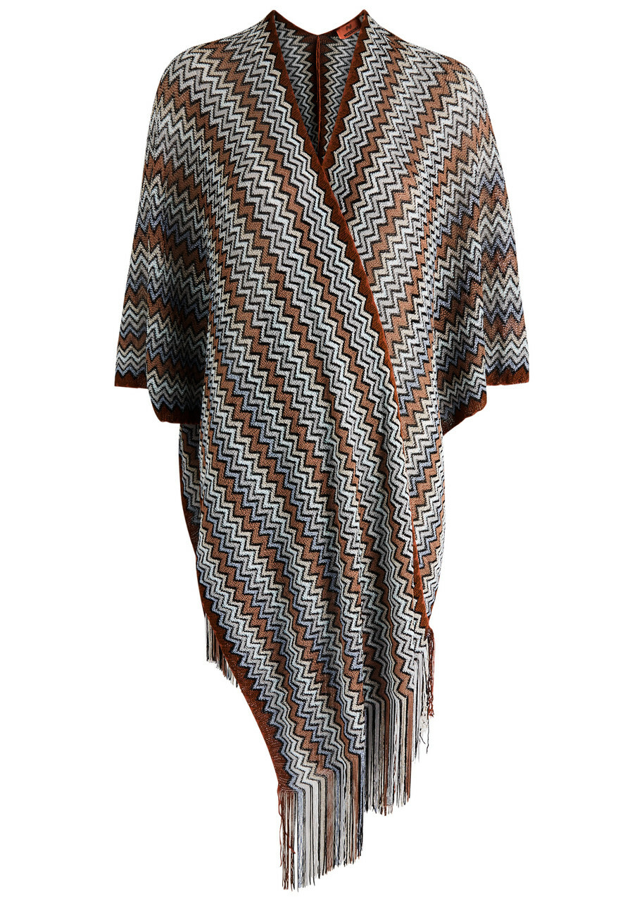 Missoni Zig-zag Intarsia Knitted Cape - Gold - One Size