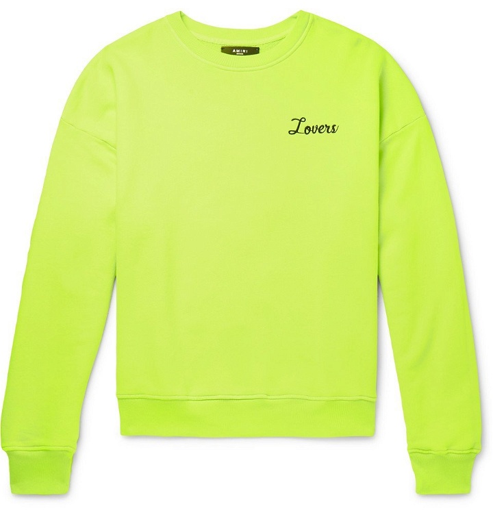 Photo: AMIRI - Embroidered Loopback Cotton-Jersey Sweatshirt - Yellow