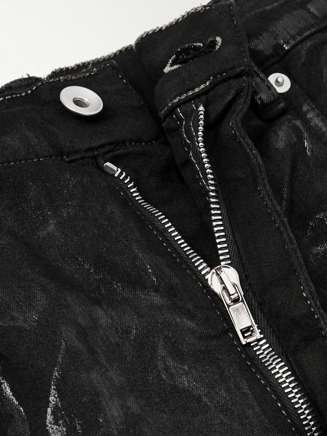 DRKSHDW by Rick Owens - Geth Slim-Fit Straight-Leg Distressed Metallic Jeans - Black