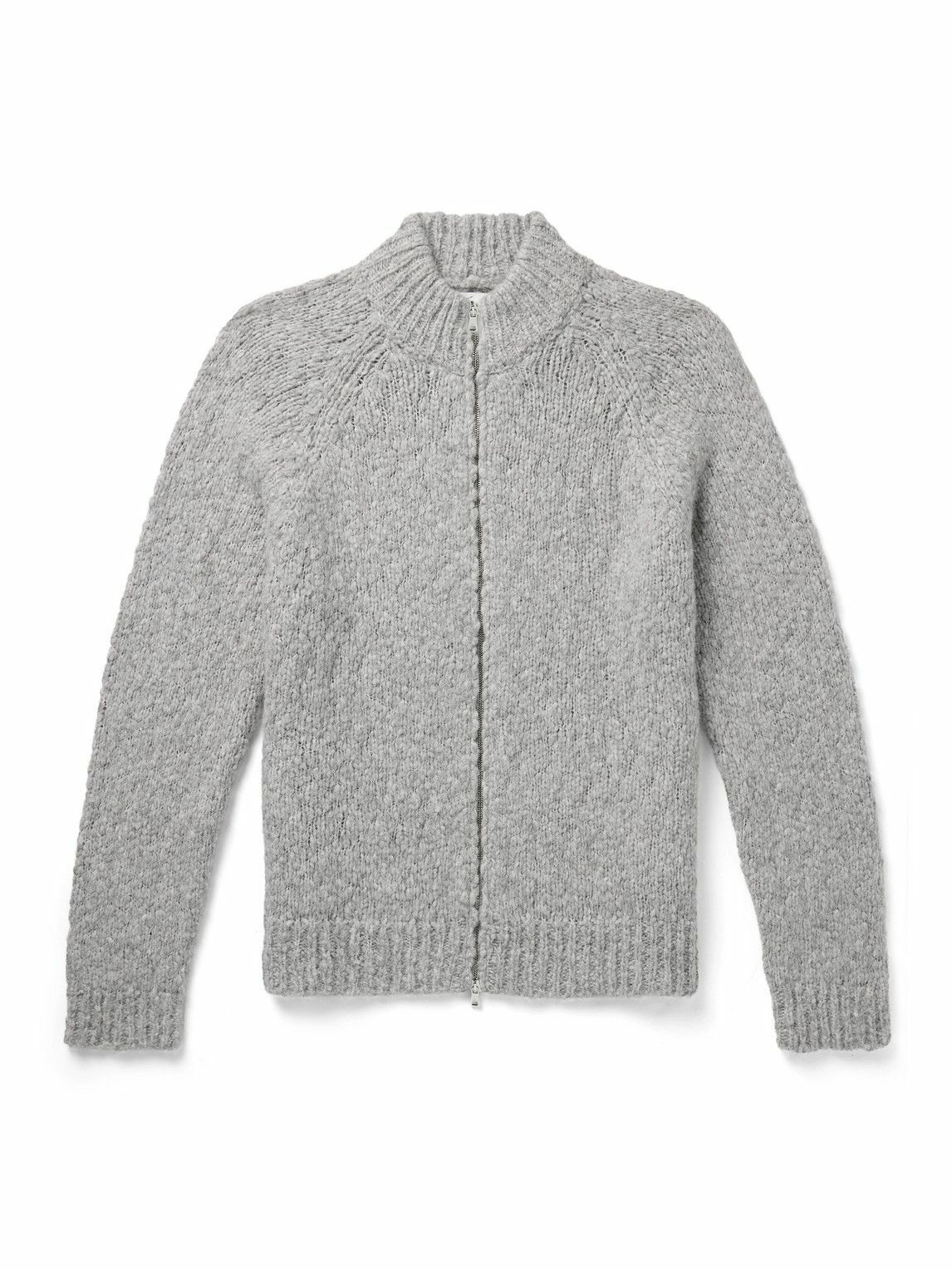 Mr P. - Alpaca-Blend Bouclé Zip-Up Cardigan - Gray