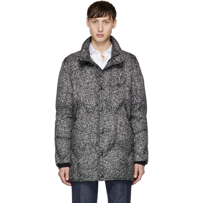 Photo: Moncler Gamme Bleu Black and Grey Down Speckled Jacket 