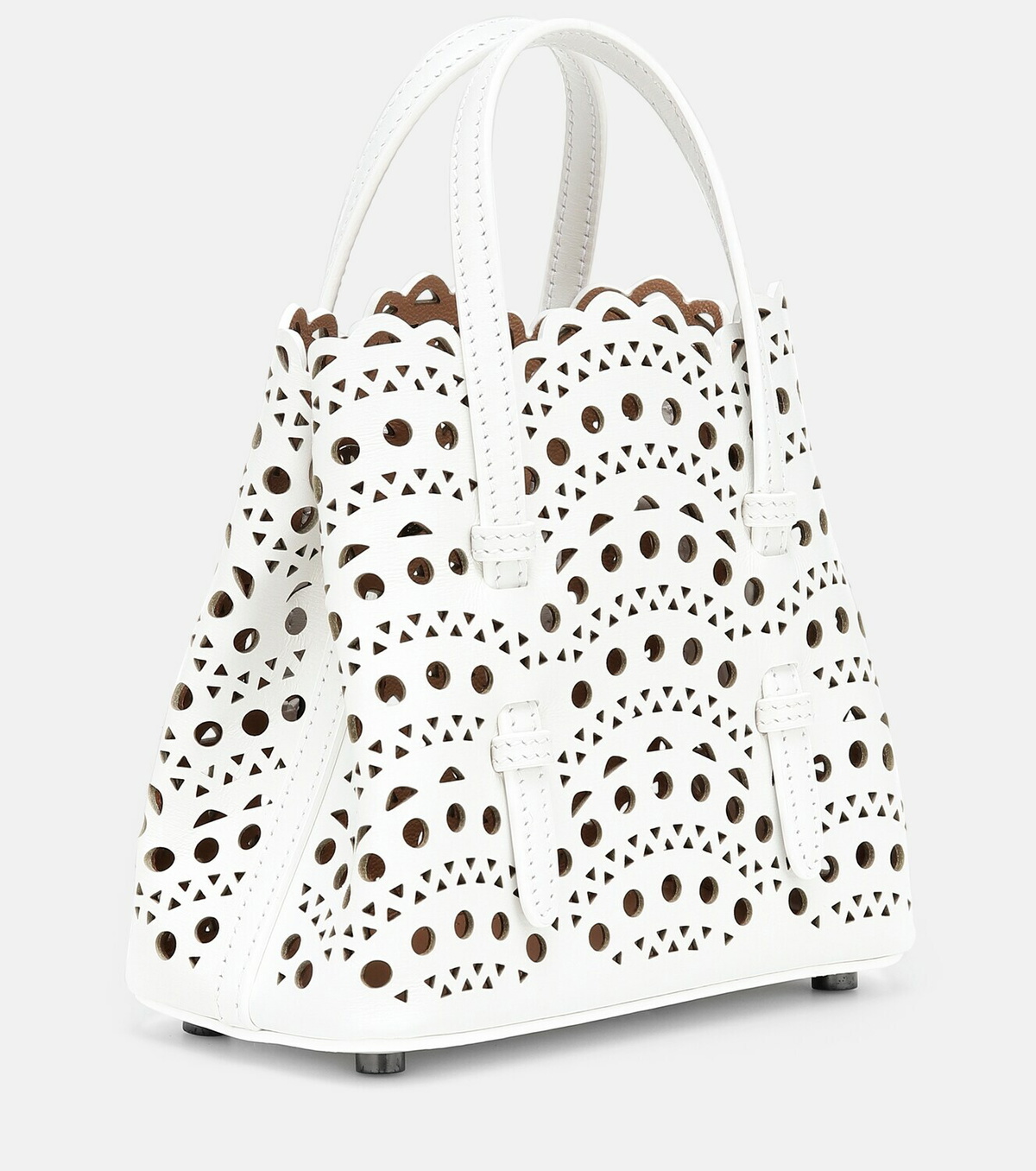 【ALAIA】 Le Mina 44 Vienneトートバッグ Mina 44 Vienne Wave leather tote bag in grey - Alaia | Mytheresa