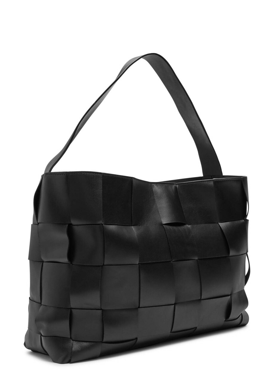 ST. Agni Woven Large Leather Tote - Black - One Size