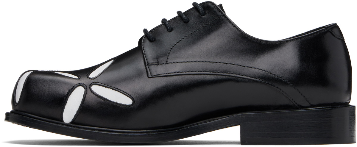 Stefan Cooke SSENSE Exclusive Black & White Slashed Square Toe Derbys