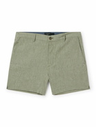 Club Monaco - Jax Straight-Leg Pinstriped Linen-Blend Shorts - Green