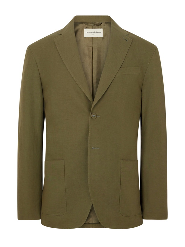 Photo: Officine Générale - Michel Lyocell, Linen and Cotton-Blend Jacket - Green