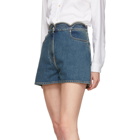 Valentino Blue Denim Scallops Shorts