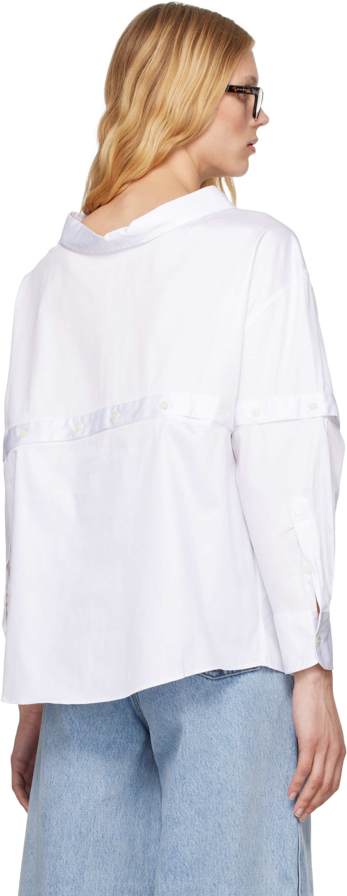 Rokh White Multi Button Broken Shirt