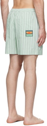 Maison Kitsuné Green Striped Shorts