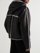 Rick Owens - Shearling-Lined Leather Hooded Jacket - Black