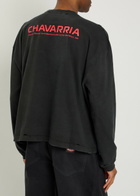 Willy Chavarria Crisis Counselling Printed Cotton T-shirt Black