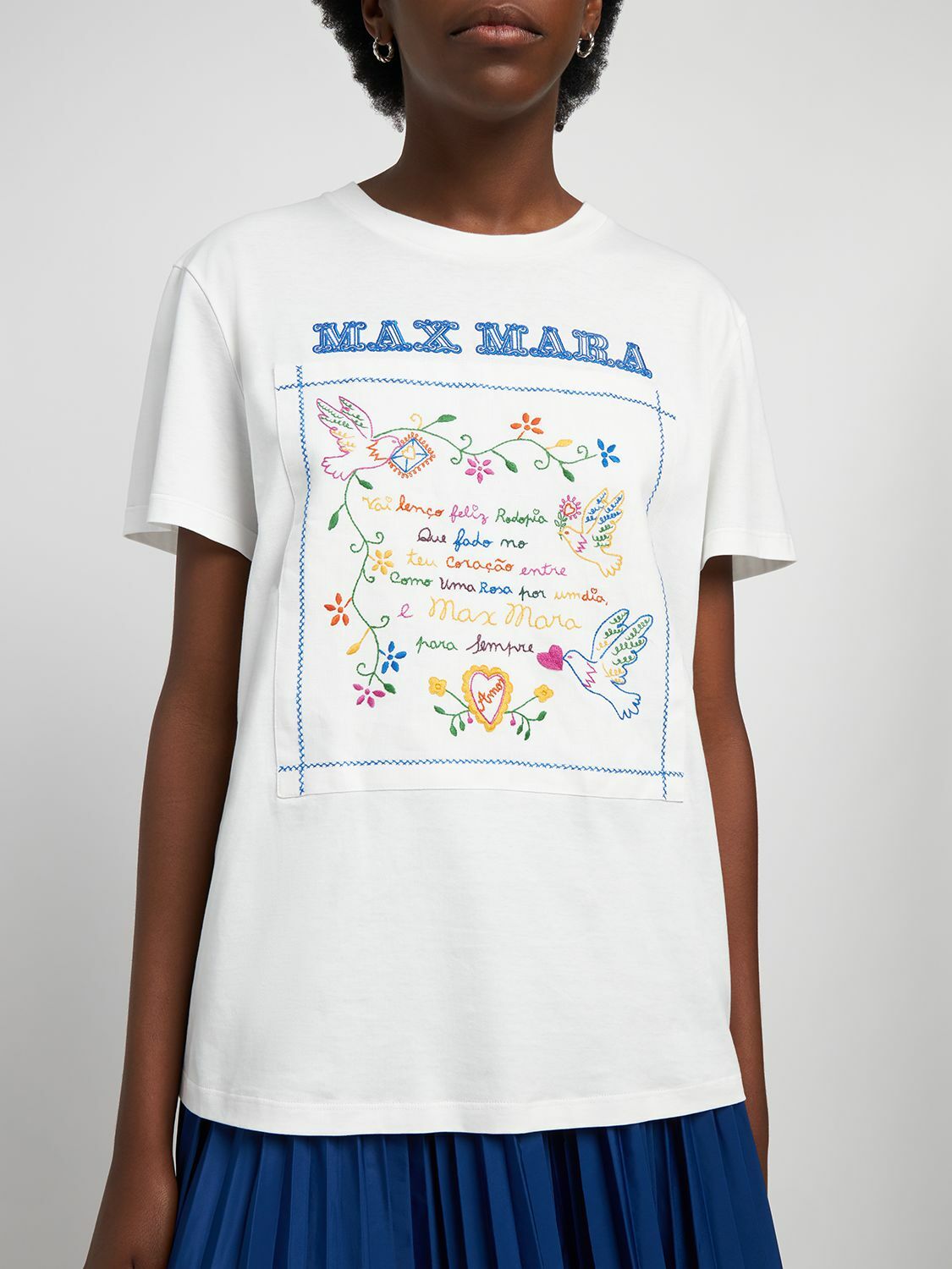 MAX MARA - Embroidered Cotton Short Sleeve T-shirt Max Mara