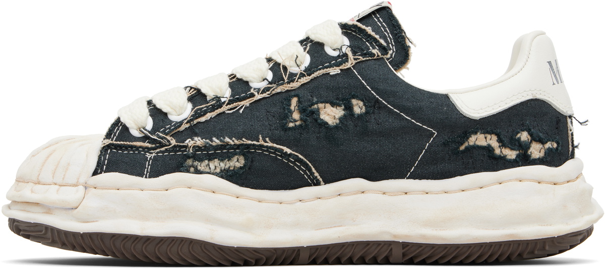 Maison MIHARA YASUHIRO Black 'Blakey' OG Sole Ripped Overdye Canvas Sneakers
