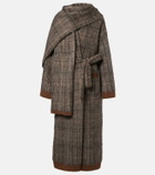 Brunello Cucinelli Checked mohair and wool-blend wrap coat