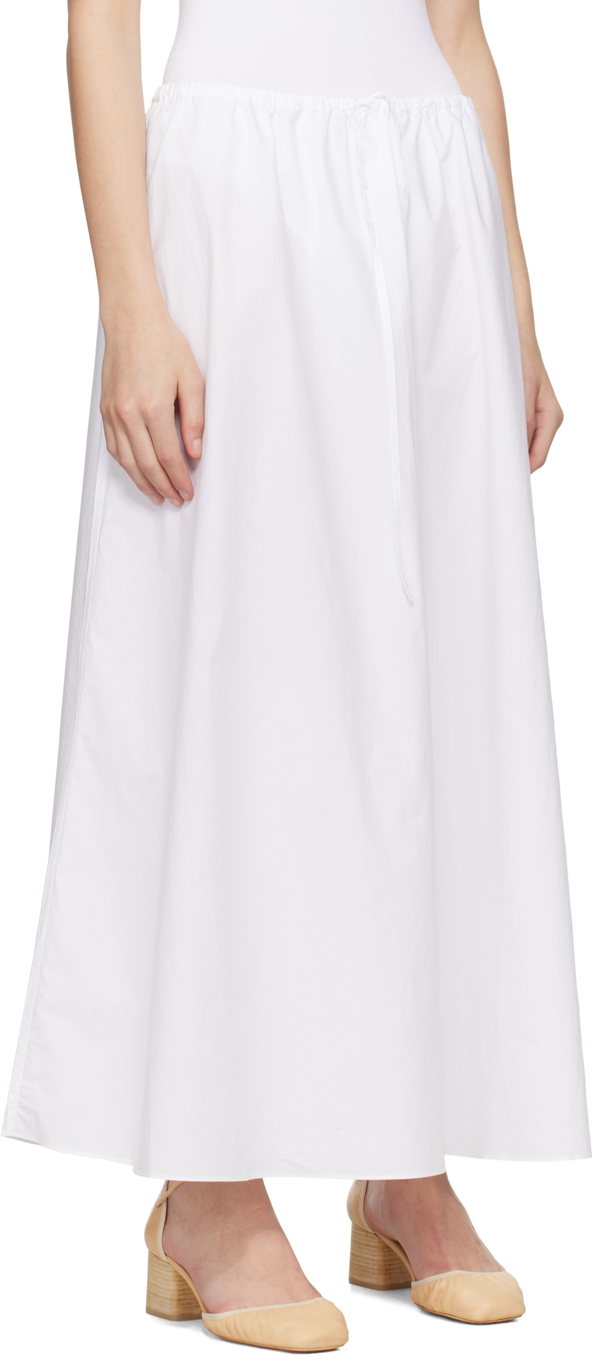 Matteau White Drawcord Maxi Skirt