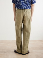 KAPITAL - Easy Straight-Leg Pleated Cotton-Canvas Trousers - Neutrals