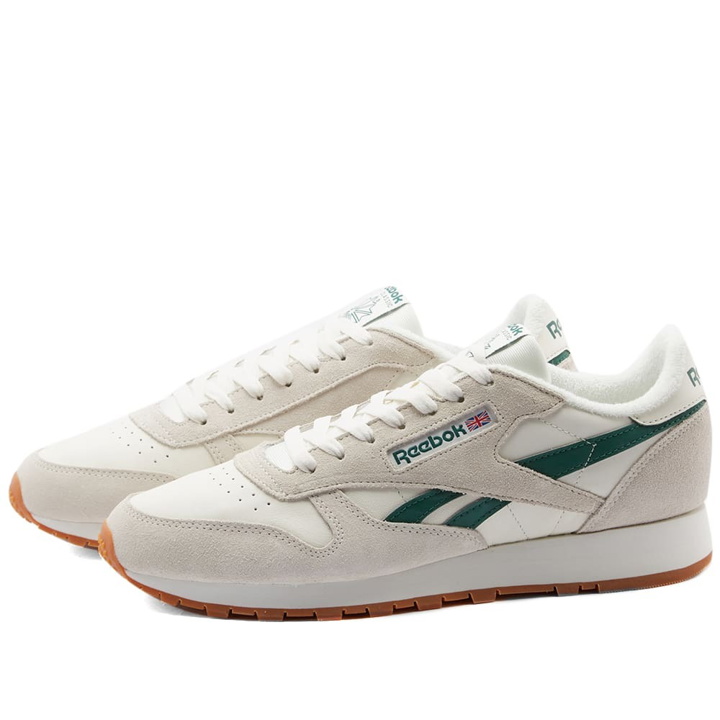 Photo: Reebok Men's Classic Leather Sneakers in Dark Green/Chalk