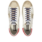 Golden Goose Men's Super-Star Leather Metal Logo Sneakers in White/Ice/Seedpearl/Red