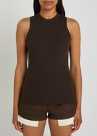 Rick Owens Ribbed-knit Wool Tank Dark Brown
