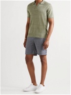 DE BONNE FACTURE - Knitted Mélange Linen Polo Shirt - Green