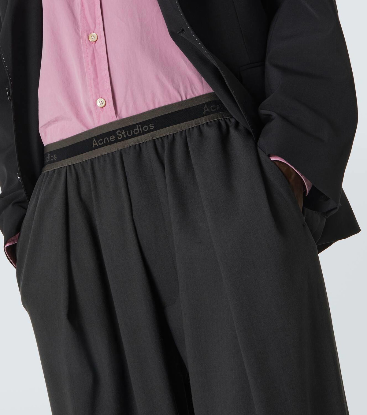Acne Studios Logo embroidered wide-leg pants