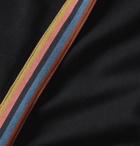 PAUL SMITH - Striped Webbing-Trimmed Organic Cotton-Jersey T-Shirt - Black