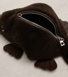 Loewe Platypus Mini leather-trimmed shearling shoulder bag