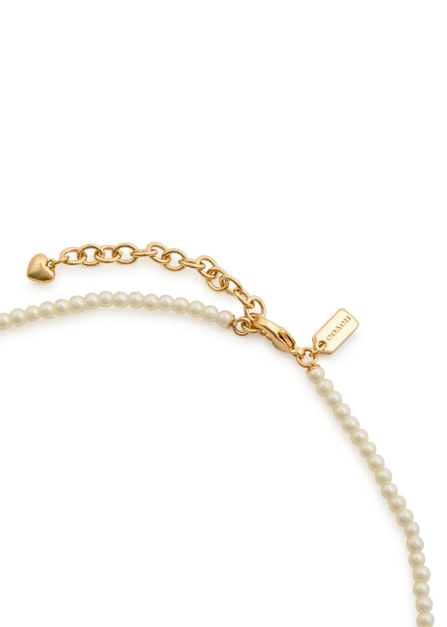 Coach Pearl Beaded Charm Necklace - One Size