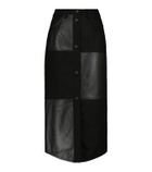 David Koma Denim and leather midi skirt