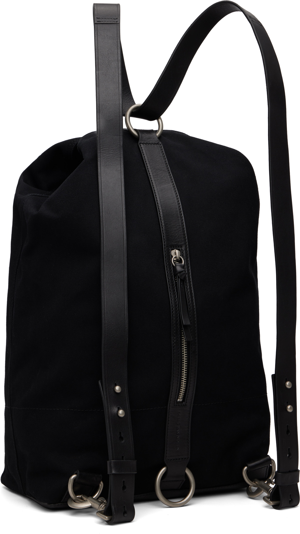 Dries Van Noten Black Adjustable Canvas Backpack Dries Van Noten