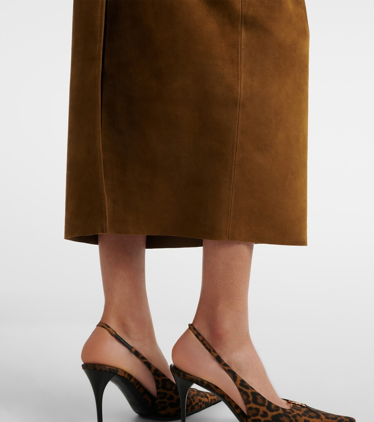Nour Hammour Selly suede midi skirt