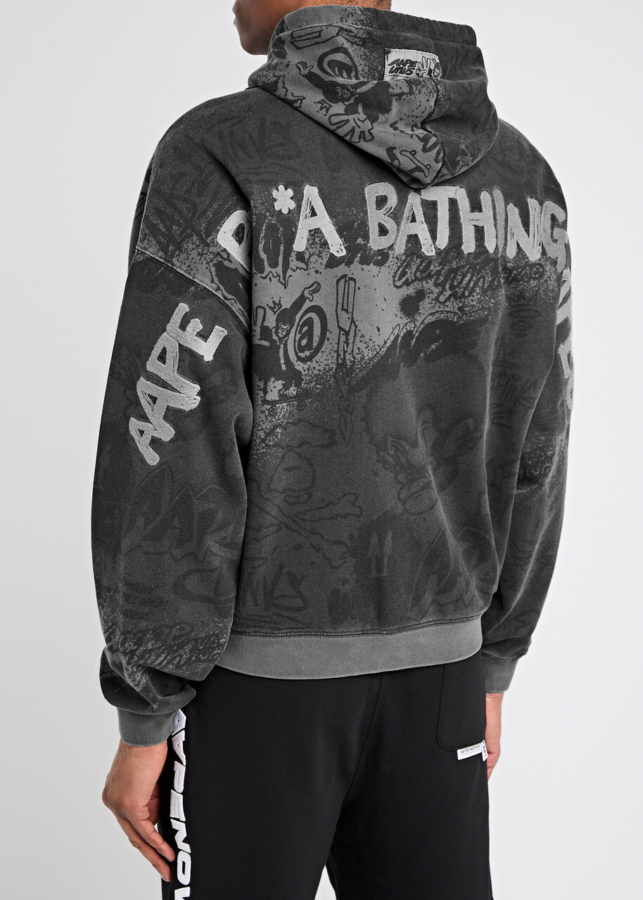 Aape Graffiti Hooded Cotton-blend Sweatshirt Black