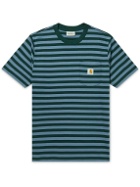 Carhartt WIP - Logo-Appliquéd Striped Cotton-Jersey T-Shirt - Blue