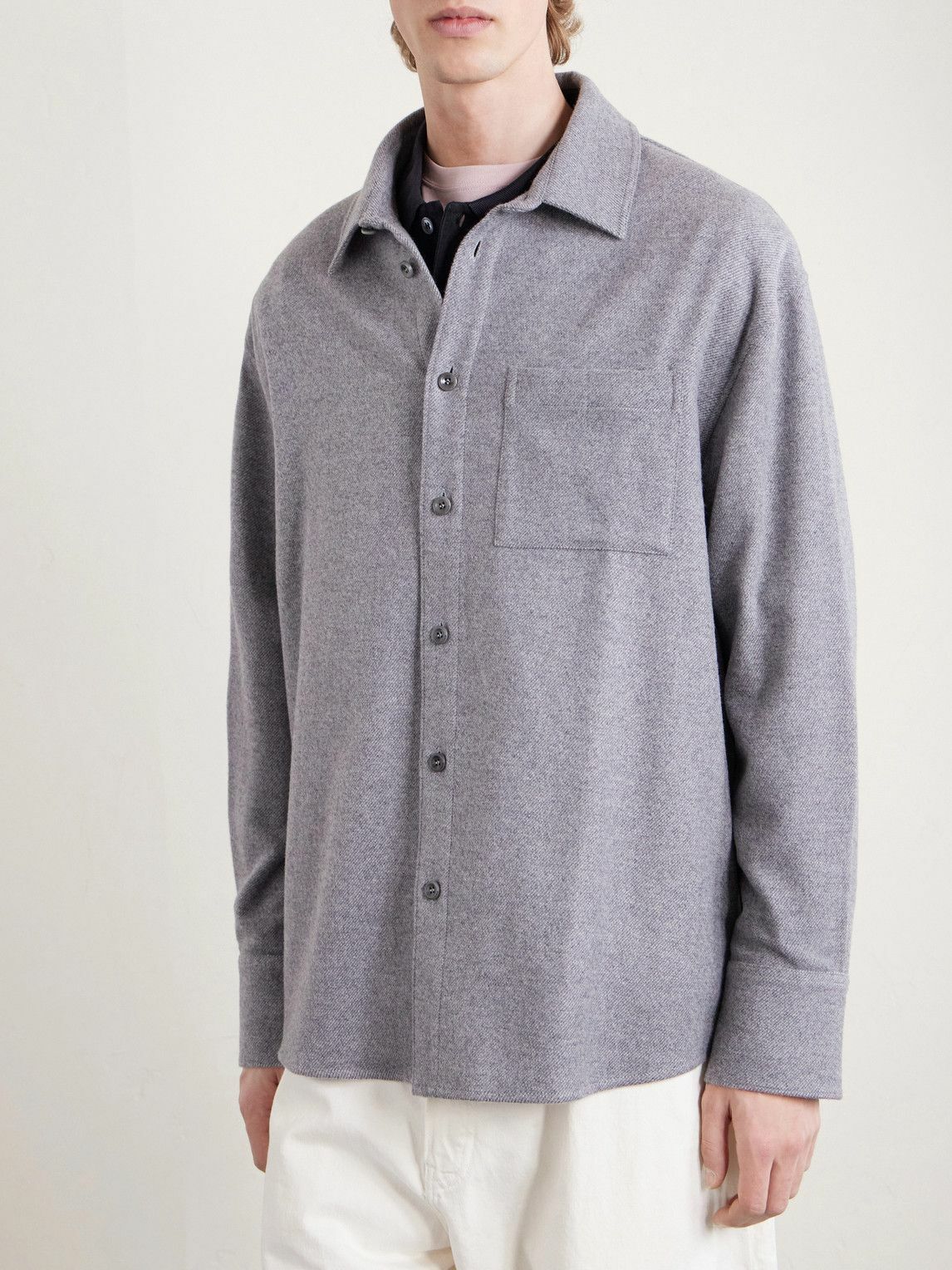 The Elder Statesman - Wool, Silk and Cashmere-Blend Overshirt - Gray